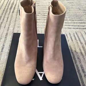 Ladies Oatmeal Colored Suede Booties
